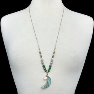 Genuine Stone Long Moon Celestial Beaded Necklace